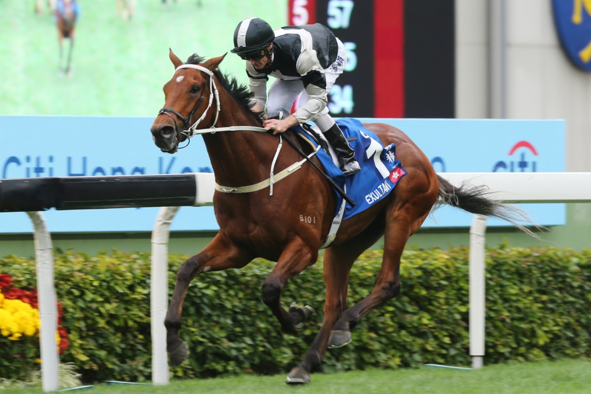 Exultant coasts to victory under Zac Purton. Photos: Kenneth Chan