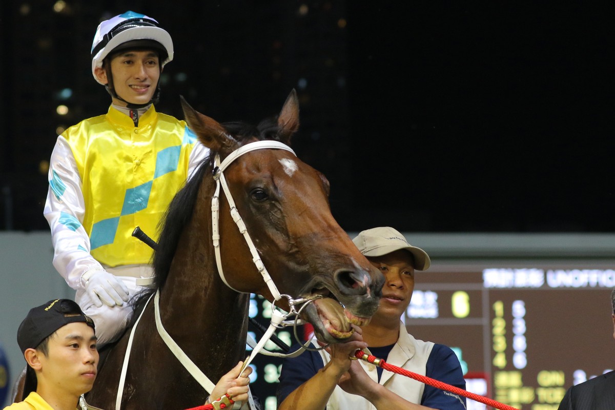 Alvin Ng celebrates his last winner, which came on Multi Facets in May last year. Photos: Kenneth Chan