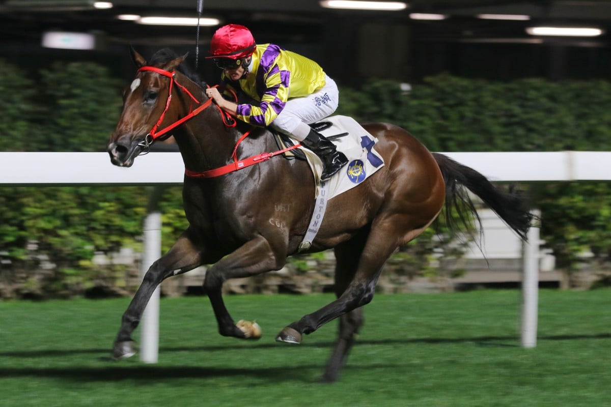 Champion’s Way races clear at Happy Valley under jockey Zac Purton last month. Photos: Kenneth Chan